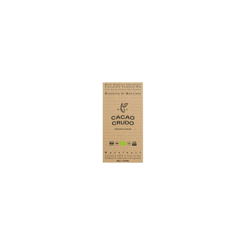 CIOCCOLATO FONDENTE GRANELLA DI NOCCIOLE RAW BIO 50G