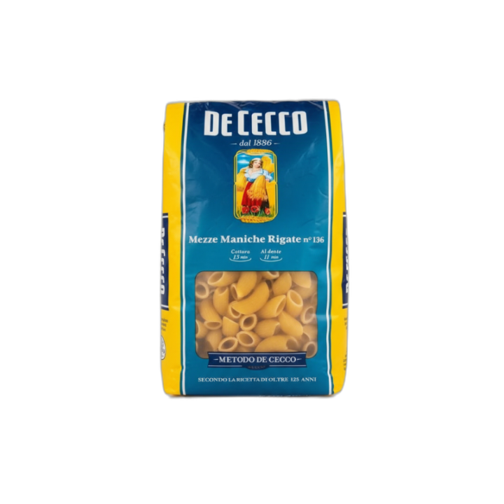 DE CECCO Mezze Maniche Rigate N.136 500 g