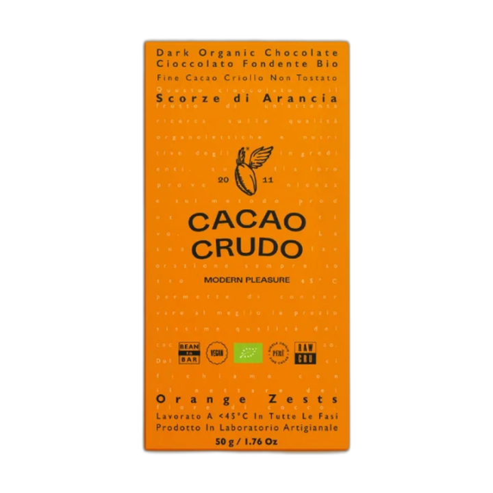 CACAO CRUDO Chocolate negro con corteza de naranja BIO 50 g