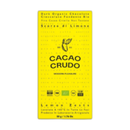 CACAO CRUDO Chocolate negro con corteza de limón BIO 50 g