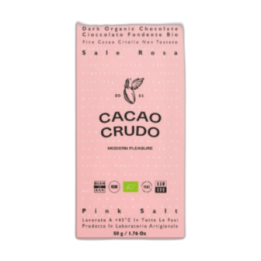 CACAO CRUDO Chocolate negro con sal rosa del Himalaya y trocitos de habas de cacao BIO 50 g