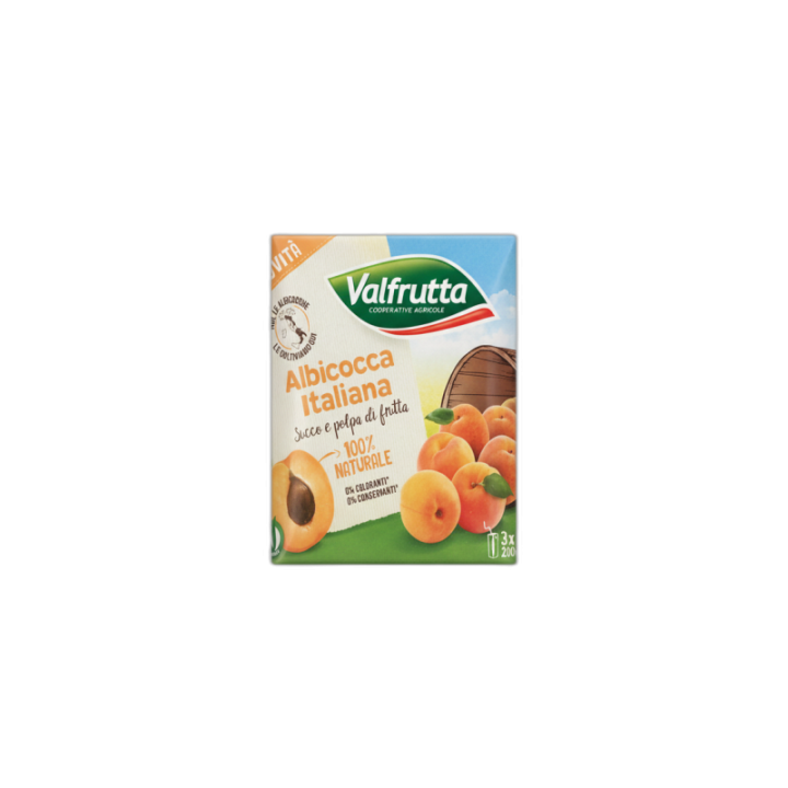 VALFRUTTA Zumo de albaricoque 3 x 200 ml