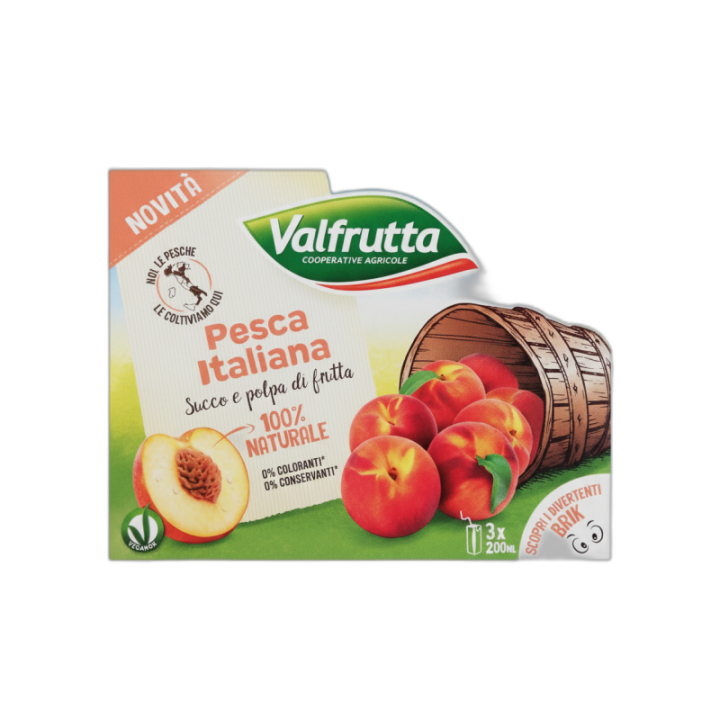 VALFRUTTA Zumo de melocotón 3 x 200 ml